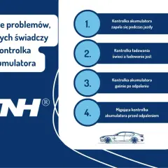 Rodzaje problemów, o których świadczy kontrolka akumulatora: zapala się podczas jazdy, świeci, gaśnie po odpaleniu, miga przed odpaleniem.
