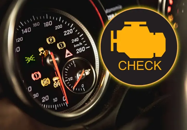 Na desce rozdzielczej świeci się żółta kontrolka silnika "CHECK ENGINE", sygnalizując problem.