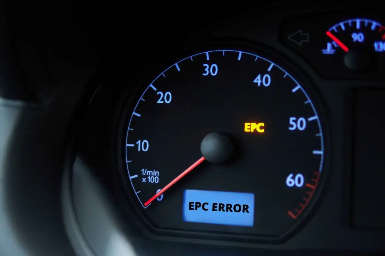 Kontrolka EPC świeci się na desce rozdzielczej Škoda Fabia, sygnalizując błąd.